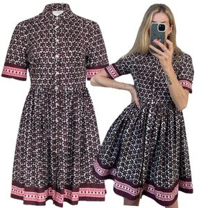 Kate Spade Floral Dainty Purple Button Collared Short Sleeve Mini Tea Dress